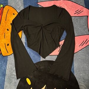 shein black long sleeve crop top